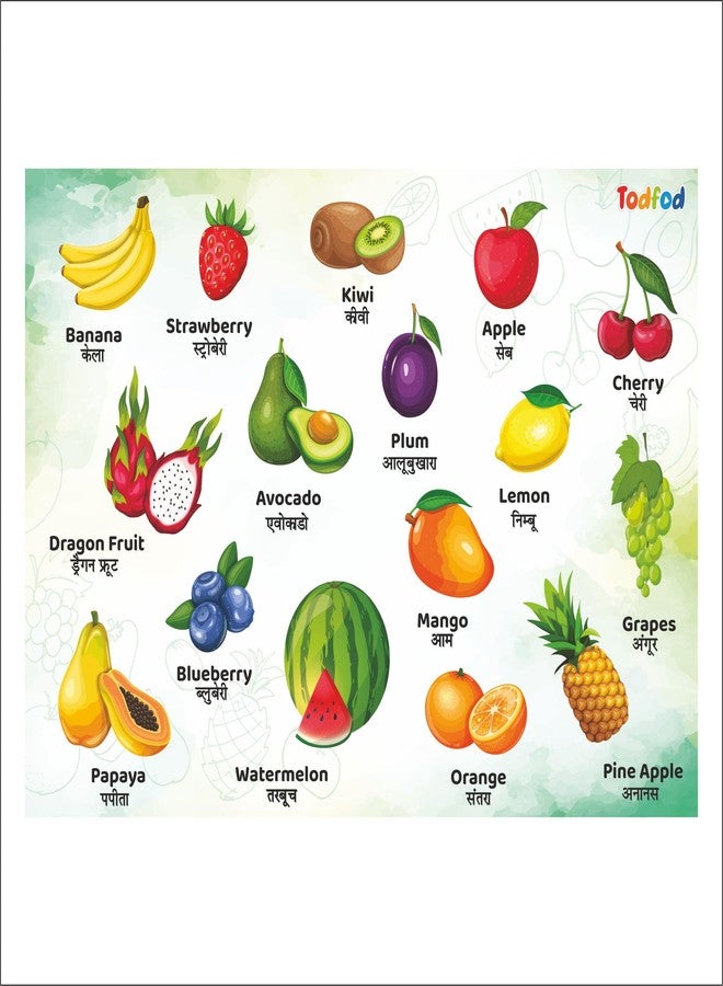 Todfod Wooden Fruits Learning Board Puzzle with Hindi Names | 14-Piece Educational Wooden Puzzle Toy for Kids | Early Learning Toy for Toddlers & Preschoolers | Gift for Boys & Girls - Image 4